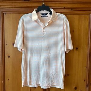 Hart Schaffner Marx Light Orange Striped Polo Shirt